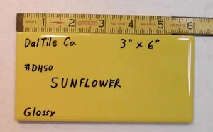 1 pc. Sunflower - Yellow:  3" X 6" Glossy Ceramic Tile by Daltile Co.  New Stock - Picture 1 of 12