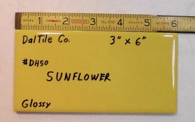 1 pc. Sunflower - Yellow:  3" X 6" Glossy Ceramic Tile by Daltile Co.  New Stock - Image 1 of 4