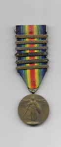 WW1 US VICTORY MEDAL WITH 6 BARS - - Picture 1 of 2