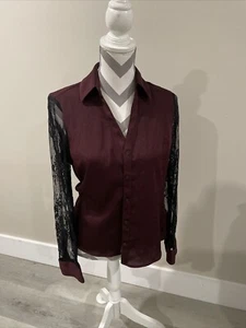 Express The Portfolio shirt slim fit Lace Sleeve size small - Picture 1 of 5