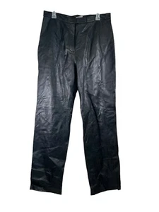 JACQUELINE FERRAR BLACK LEATHER PANTS, FULLY LINED, WOMEN'S 14 - Picture 1 of 12