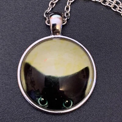 "Collar colgante de plata cabujón de vidrio de 1"" con colgante de 18"" joyería regalo-A2" Foto 1 de 2