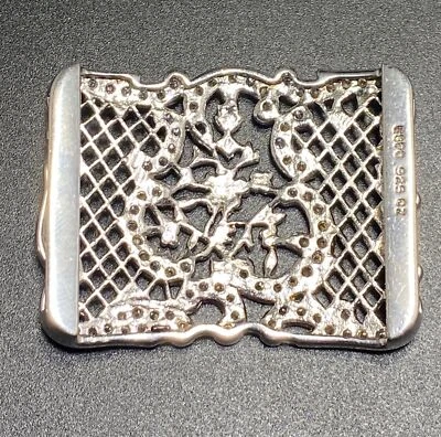 Joseph Esposito Belt Buckle 925 Espo Clear Stones Floral Motif Designer Signed - Image 1 of 4
