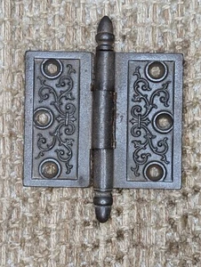 3 1/2" x 3" Antique Decorative Cast Iron Acorn Tip Hinge - Picture 1 of 8