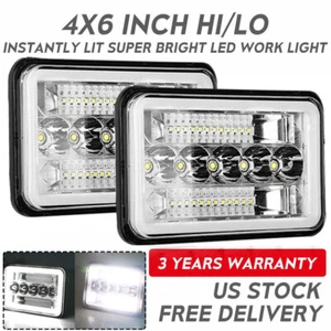 2X 4x6 4x6" LED Headlights Hi/Lo Sealed Beam Bulb Headlamps For Chevrolet Camaro - Picture 1 of 9