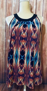 Damen kleines Tanktop Nicole Miller bunt Knopfleiste Kragen Stretch - Bild 1 von 12