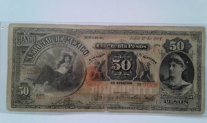 Mexiko Banco Nacional 50 Pesos 1901 große Banknote zirkuliert - Bild 1 von 6