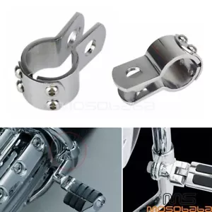 1-1/4" Highway Engine Guard Foot Pegs Clamps Mount For Harley Chopper Touring - Foto 1 di 2