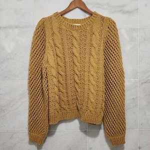 Loveshackfancy Rosie Cable Knit Sweater Amber Puff Sleeves Pullover S - Picture 1 of 7