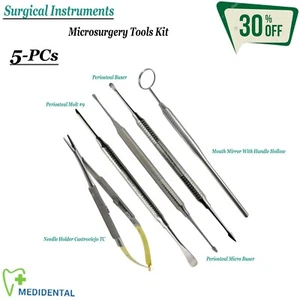 Juego de 5 Elevadores de Implantes Quirúrgicos Periostio Kit de Herramientas de Microcirugía Laboratorio - Imagen 1 de 6