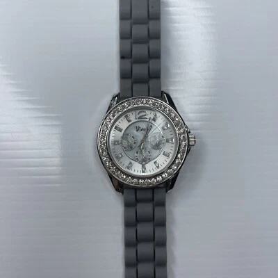F Vivani K9004GRY Accutime Singapore Gray Jelly Mother Pearl Crystals Works - Image 1 of 4