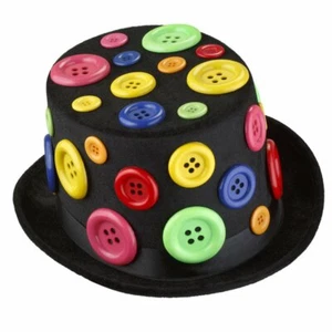 Adults Fancy Multicolored Party Hat with Buttons By Dress Up America - Picture 1 of 2