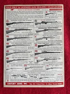 Vintage 1968 Print Ad Century Arms Mauser Model 98, Winchester, Lee Enfield Ad - Picture 1 of 7