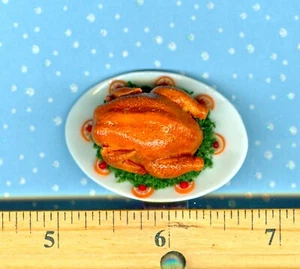 Puppenhaus Miniaturgröße Truthahn auf Glasplatte - Bild 1 von 4