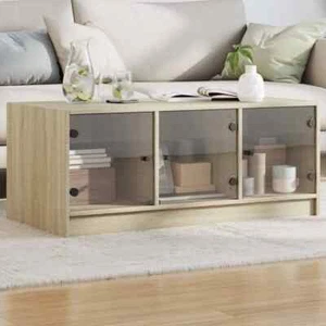 vidaXL Tavolino da Salotto con Ante in Vetro Rovere Sonoma 102x50x42cm - Foto 1 di 1