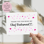 Thank You For Being My Chief Bridesmaid Card. A6 Wedding Single Sided POSTCARD.