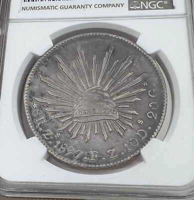 Mexico 1897 Zs FZ Silver 8 Reales AU Details Cleaned  -  95211 - Image 1 of 4