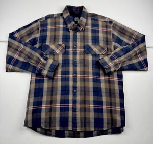 Vtg Swanndri Wool Flannel Shirt Jacket Blue Brown Red New Zealand Bush L RARE - Picture 1 of 11