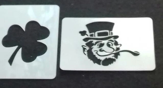 DAZZLE GLITTER TATTOOS leprechaun & shamrock face painting stencils St Patrick's Day Ireland Irish
