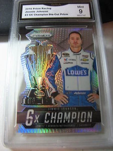 JIMMIE JOHNSON 2016 PRIZM 6X CHAMPION DIE-CUT PRIZM # 3 GRADED 9 - Picture 1 of 1