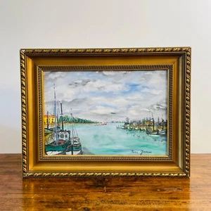 Gemälde René James - L’Entré du Port de Honfleur - Öl auf Leinwand, 1985 - Bild 1 von 9