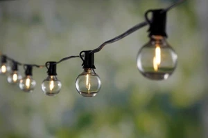 : 18.5-ft Solar Black Outdoor String Light with 15 White LED Globe Bulbs - Picture 1 of 5