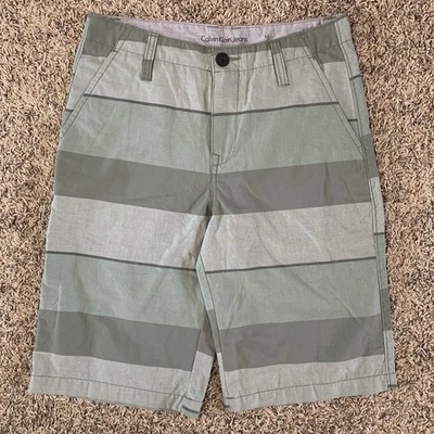 Pantalones Cortos Calvin Klein Niños Jóvenes 16 Verde Rayas Chino Informal Foto 1 de 4