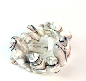 Pulsera elástica Sobral Newanderthal Lagrima D'or cuentas de mármol hecha por artista - Imagen 1 de 6