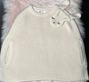 H&M Light Pink Knit CUTE CHIC Poncho Throw On Bunny Girls 6 - 8 Years - Picture 1 of 8