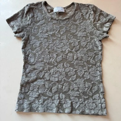 Hanky Panky Terciopelo Burnout Vintage Mujer Años 90 Gris Plata Manga Corta Foto 1 de 4