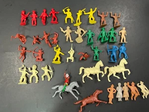 Vintage Marx Toys Kunststoff Cowboy, Indianer & Pferd Figuren Konvolut - Bild 1 von 5