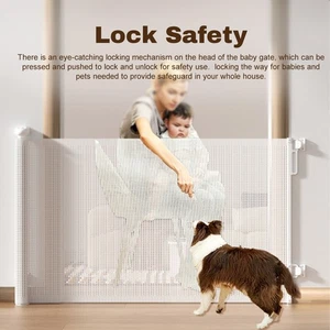 Retractable Baby Gates 55in Wide X 34in Tall Mesh Baby Gate For Indoor Child - Picture 1 of 12