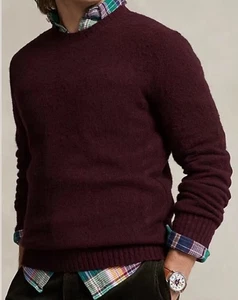 Polo Ralph Lauren Cashmere Wool Sweater Mens XXL Suede Patch Crewneck NEW - Picture 1 of 18