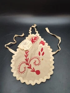 Vintage Doll Apron, Hand-stitched, featuring Red Embroidery Portugal - Picture 1 of 9