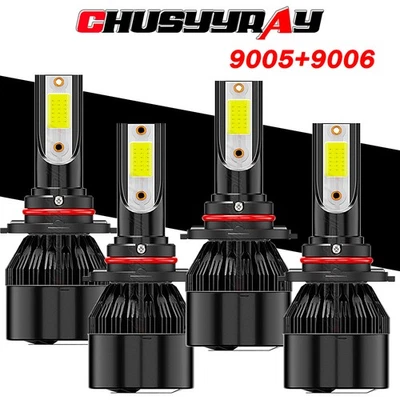 适用于凯迪拉克 Fleetwood 1987 - 1996 4x 6000K LED 车头灯高/低光束灯泡套件 — 第 1/4 张图片