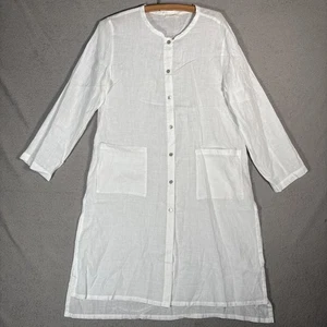 Eileen Fisher Gr. L Bio Taschentuch Leinen Longshirt knielang Lagenlook - Bild 1 von 17