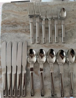 Conjunto de 16 peças de ponta perfurada laço aço inoxidável por toalha prata 18/10, brilhante - Imagem 1 de 4