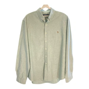 Ralph Lauren Oxford Cloth Casual Shirt Men XXL Cotton Long Sleeve Pony Green - Picture 1 of 11