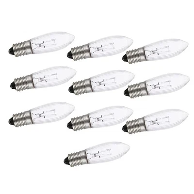 10pcs E10 Candle Arch Bridge Light Incandescent Bulbs 12V 3W Screw-In - Image 1 of 4