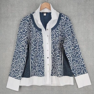 Giacca Dolcezza donna extra large blu bianco stampa alfabeto bottoni topper - Foto 1 di 18