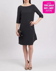 RRP €520 EMPORIO ARMANI A-Line Dress US4 UK8 EU40 S Elbow Sleeve Boat Neck - Picture 1 of 10