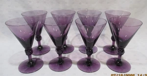 8 (HFM) Fostoria Glass "Exeter" Amethyst Wine Glasses 5.5" Tall - Picture 1 of 10