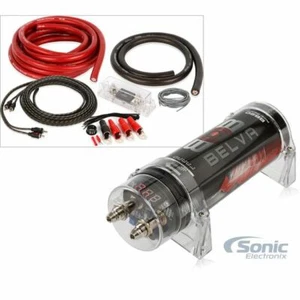 Belva BB2D 2 Farad Capacitor with Red Digital Voltage Meter + 0 Gauge Amp Kit - Picture 1 of 11