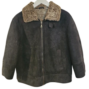 Vintage Aviator B3 Flight Brown Leather Sheepskin Shearling Bomber Womens Jacket - Picture 1 of 7