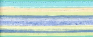 Modern Pastel Blue Green Yellow Stripes Nursery Bedroom Striped Wallpaper Border - Picture 1 of 3