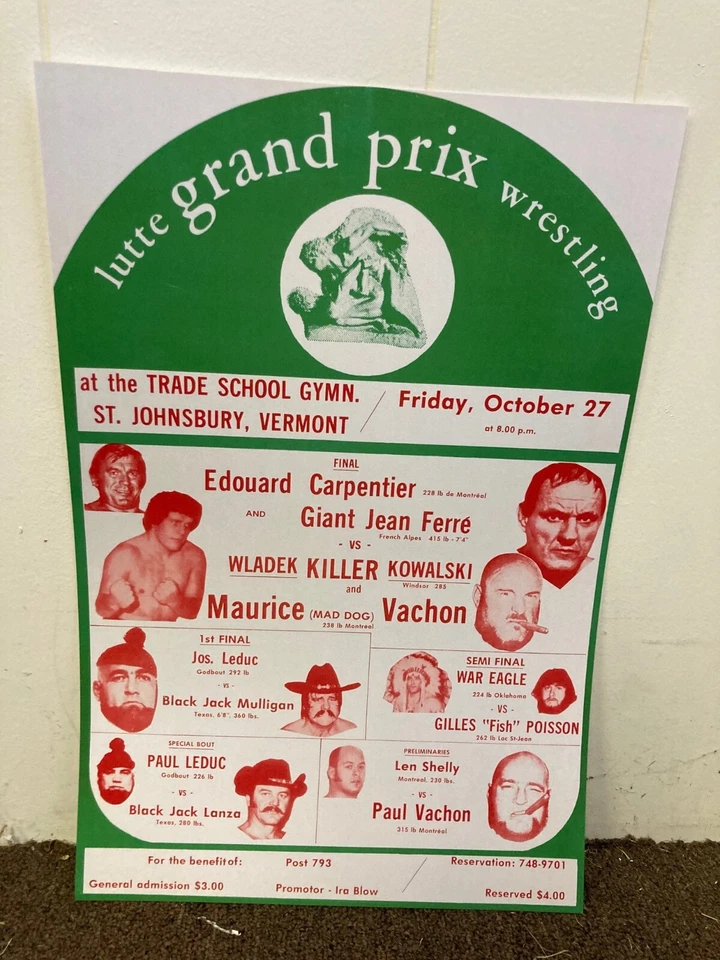 Póster promocional Lutte Grand Prix Wrestling 1973 Andre the Giant 12x18" Foto 1 de 1