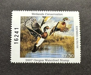 WTDstamps - 2007 OREGON - Lot3 - State Duck Stamp - Mint OG NH - Picture 1 of 2