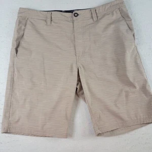 VOLCOM MENS SHORTS SIZE 38W(NO TAG) BEIGE STRIPE FLAT FRONT CHINO STRETCH - Picture 1 of 4