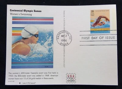 Scott UX253 FDC Womens Swimming Summer Olympics Type Post Card Fleetwood Cachet - Image 1 of 3