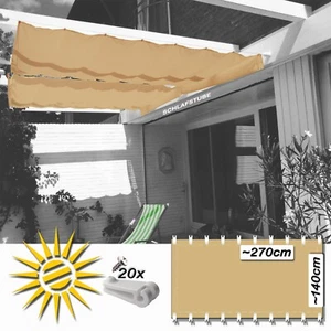 Vela solar arena aprox. 270x140 cm 20 ganchos para correr toldo tensor de cuerda jardín de invierno - Imagen 1 de 10